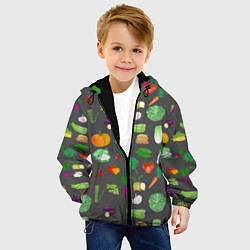 Куртка с капюшоном детская Овощи, цвет: 3D-черный — фото 2