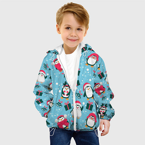 Детская куртка Новогодние Пингвины / 3D-Белый – фото 4