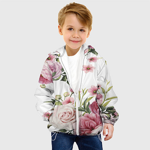 Детская куртка Розовые розы / 3D-Белый – фото 4