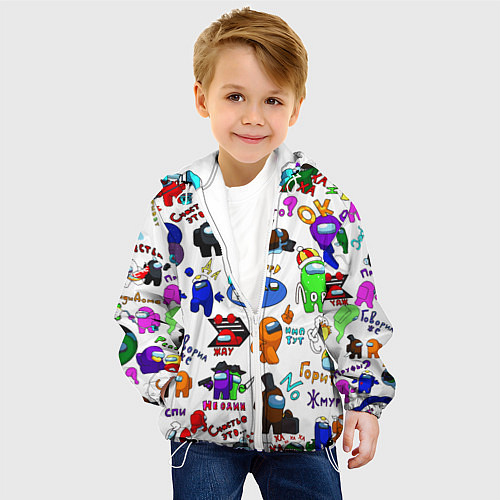 Детская куртка AMONG US STICKERBOMBING / 3D-Белый – фото 4