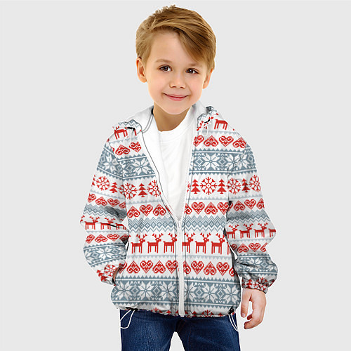 Детская куртка Новогодний пиксельный узор / 3D-Белый – фото 4