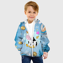 Куртка с капюшоном детская Милый новогодний бычок, цвет: 3D-белый — фото 2