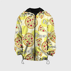 Куртка с капюшоном детская Узор - Пицца на желтом, цвет: 3D-черный