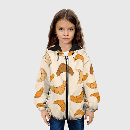 Детская куртка Круассаны - Вкусный узор / 3D-Черный – фото 3