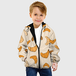 Куртка с капюшоном детская Круассаны - Вкусный узор, цвет: 3D-черный — фото 2