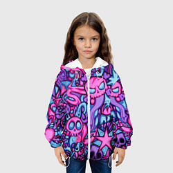 Куртка с капюшоном детская Граффити монстры, цвет: 3D-белый — фото 2
