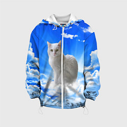 Куртка с капюшоном детская Кот в облаках, цвет: 3D-белый