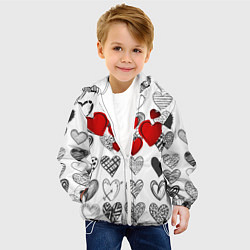 Куртка с капюшоном детская Сердца, цвет: 3D-белый — фото 2