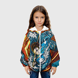 Куртка с капюшоном детская Танджиро Камадо Клинок демонов, цвет: 3D-белый — фото 2