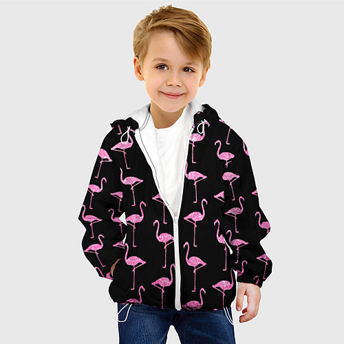 Детская куртка Фламинго Чёрная / 3D-Белый – фото 4
