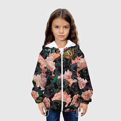 Куртка с капюшоном детская Мопсы и Цветы, цвет: 3D-белый — фото 2