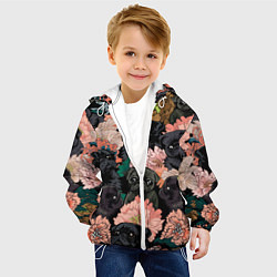Куртка с капюшоном детская Мопсы и Цветы, цвет: 3D-белый — фото 2