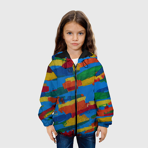Детская куртка Разноцветная абстракция / 3D-Черный – фото 3