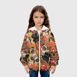 Куртка с капюшоном детская Мопсики Цветочки, цвет: 3D-белый — фото 2