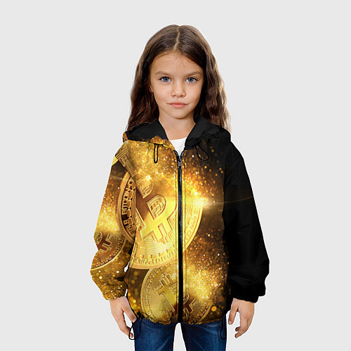 Детская куртка БИТКОИН ЗОЛОТО BITCOIN GOLD / 3D-Черный – фото 3