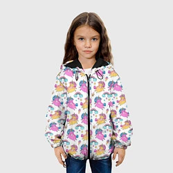 Куртка с капюшоном детская Цветные Единорожки Паттерн, цвет: 3D-черный — фото 2