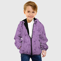 Куртка с капюшоном детская Листья на фиолетовом фоне, цвет: 3D-черный — фото 2
