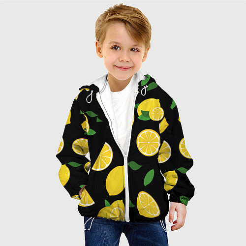 Детская куртка Лимоны на чёрном / 3D-Белый – фото 4