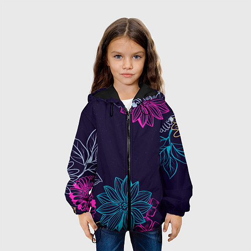 Детская куртка Красочные Цветы / 3D-Черный – фото 3