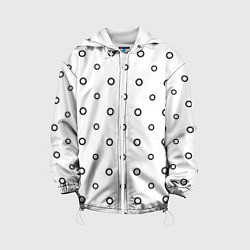 Куртка с капюшоном детская Черно-белый узор в горошек, цвет: 3D-белый