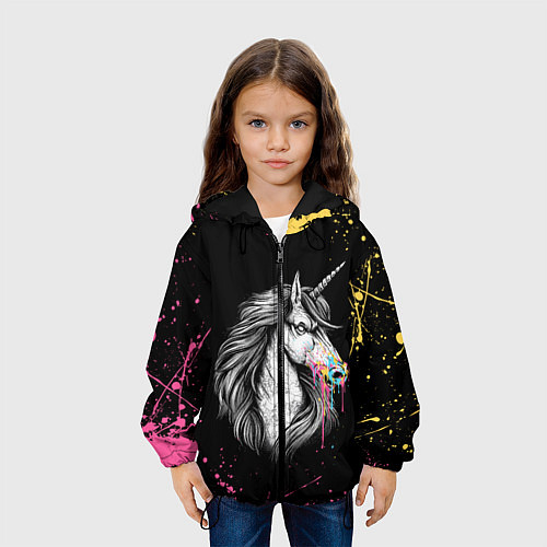 Детская куртка ЕДИНОРОГ UNICORN RAINBOW / 3D-Черный – фото 3