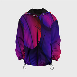 Куртка с капюшоном детская Фиолетовые Перья, цвет: 3D-черный