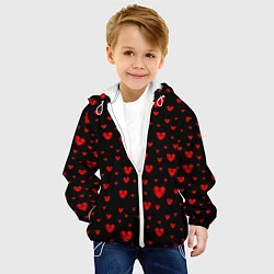 Куртка с капюшоном детская Красные сердца, цвет: 3D-белый — фото 2