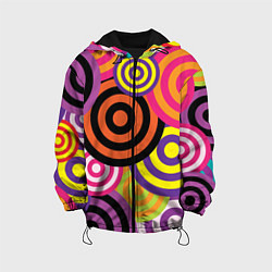 Куртка с капюшоном детская Аннотация разноцветных кругов, цвет: 3D-черный
