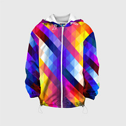 Куртка с капюшоном детская Пиксельная радуга, цвет: 3D-белый