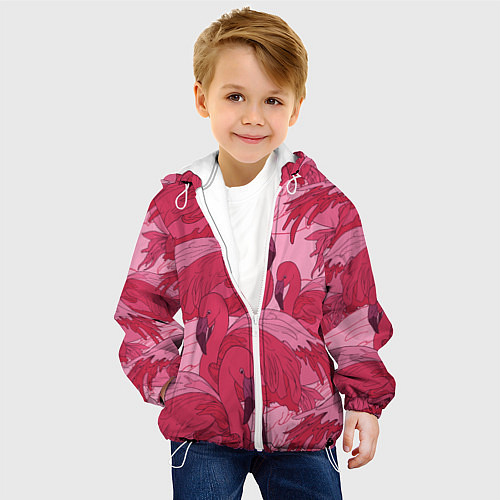 Детская куртка Розовые фламинго / 3D-Белый – фото 4