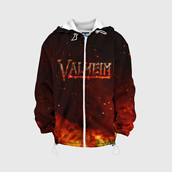 Куртка с капюшоном детская Valheim огненный лого, цвет: 3D-белый