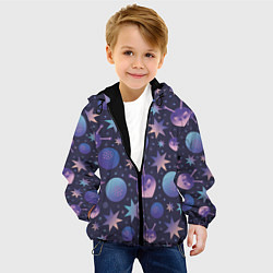 Куртка с капюшоном детская Космический микс, цвет: 3D-черный — фото 2