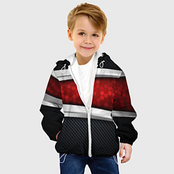 Куртка с капюшоном детская 3D Красные соты металлические, цвет: 3D-белый — фото 2