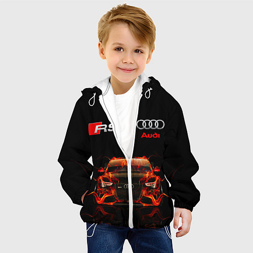 Детская куртка AUDI RS 5 FIRE АУДИ РС 5 / 3D-Белый – фото 4