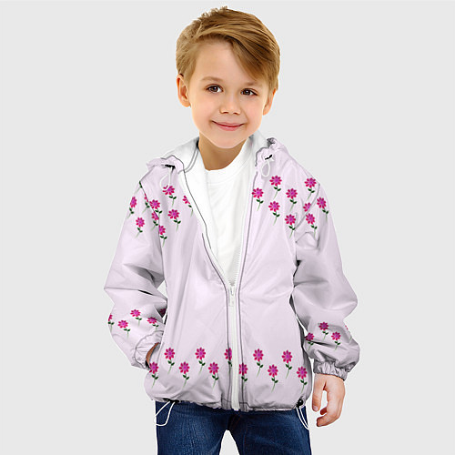 Детская куртка Розовые цветы pink flowers / 3D-Белый – фото 4