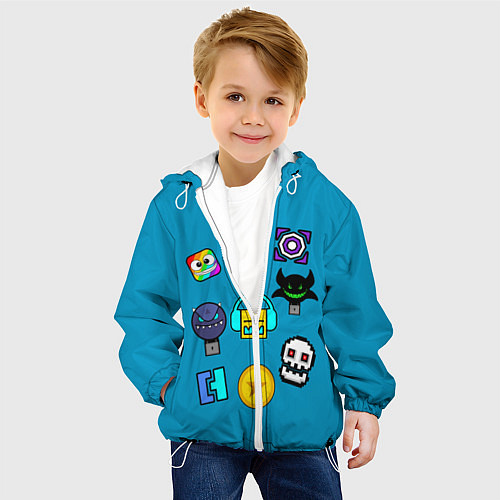 Детская куртка Geometry Dash Icons / 3D-Белый – фото 4