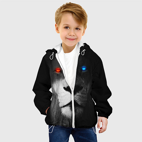 Детская куртка ЛЕВ - НЕОНОВЫЕ ГЛАЗА / 3D-Белый – фото 4