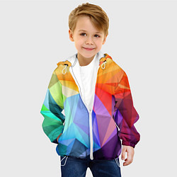 Куртка с капюшоном детская Радужная геометрия, цвет: 3D-белый — фото 2