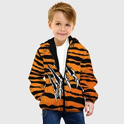 Куртка с капюшоном детская След от когтей тигра, цвет: 3D-черный — фото 2