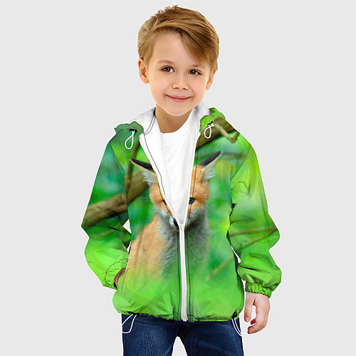 Детская куртка Лисенок в зеленом лесу / 3D-Белый – фото 4