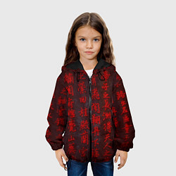 Куртка с капюшоном детская Иероглифы 3D, цвет: 3D-черный — фото 2