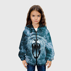 Куртка с капюшоном детская Львица в бушующих волнах, цвет: 3D-черный — фото 2
