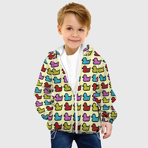 Детская куртка Утиный фон Утки Ducks / 3D-Белый – фото 4