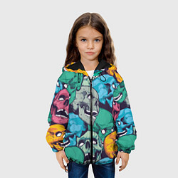 Куртка с капюшоном детская Черепа разноцветные, цвет: 3D-черный — фото 2