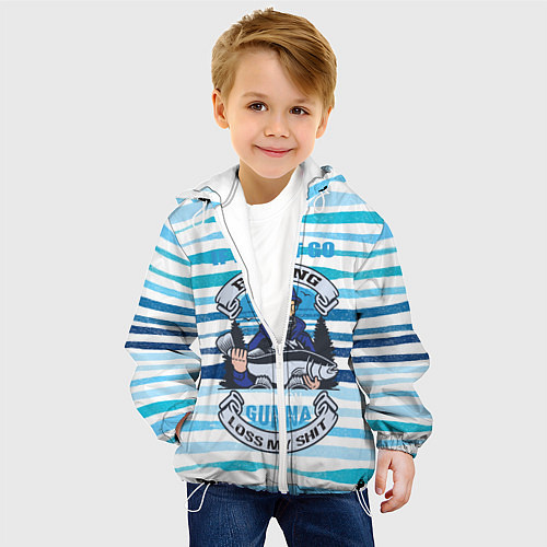 Детская куртка Рыбак хипстер с большой рыбой / 3D-Белый – фото 4