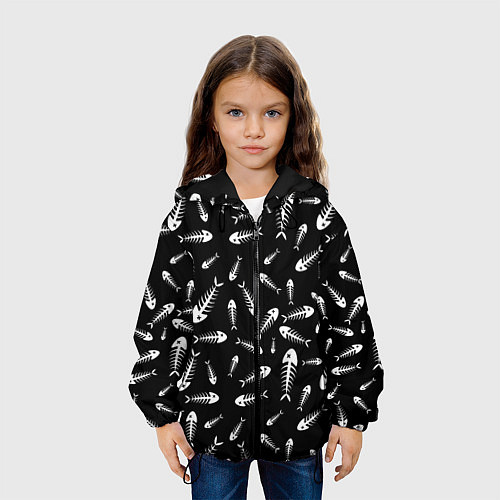 Детская куртка Скелеты рыб / 3D-Черный – фото 3