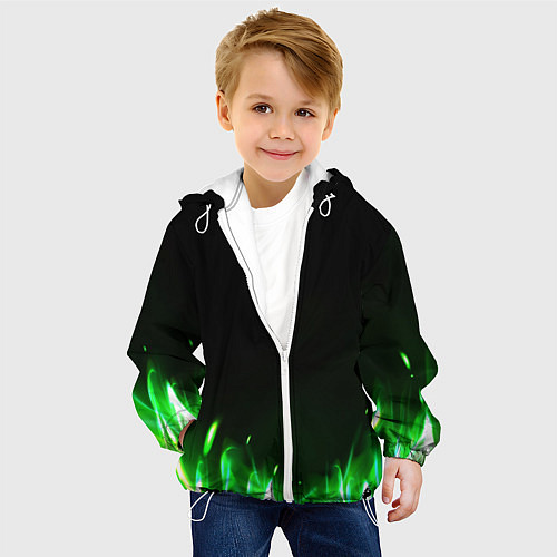 Детская куртка Зеленый огонь / 3D-Белый – фото 4