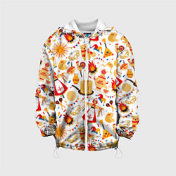 Куртка с капюшоном детская Славянская символика, цвет: 3D-белый