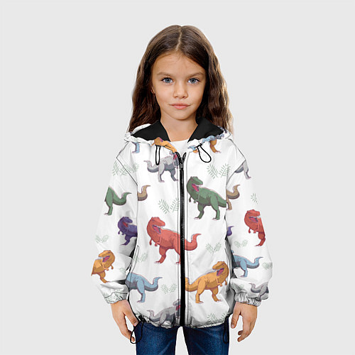 Детская куртка Разноцветные тираннозавры / 3D-Черный – фото 3