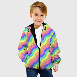 Куртка с капюшоном детская Радужные волны, цвет: 3D-черный — фото 2